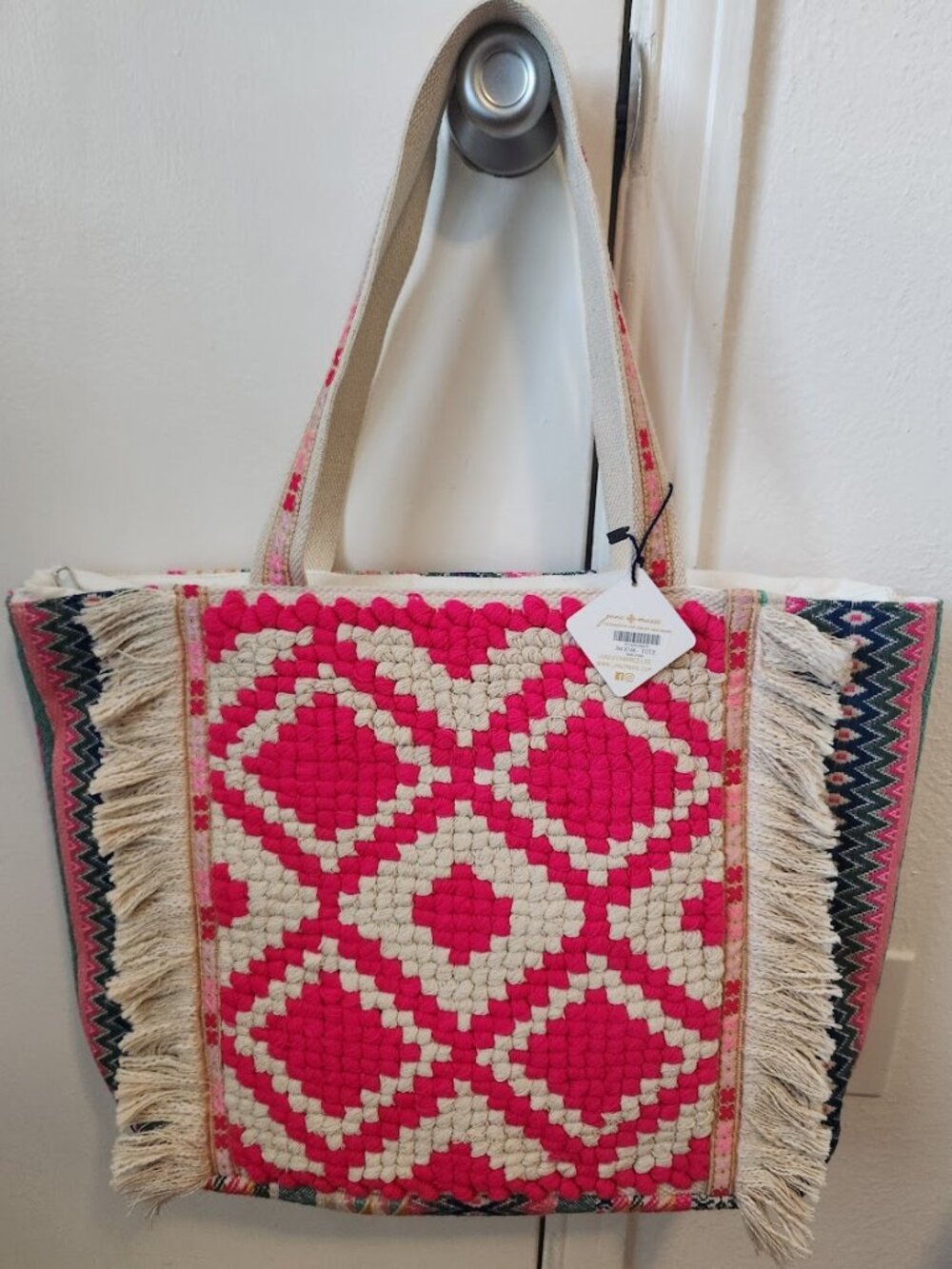 Jane Marie Colorful Beach Swim Tote Travel Bag - Premium Cotton Canvas Bag - NWT